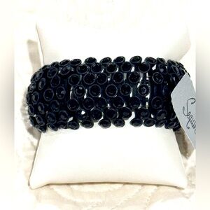 Sequin Sparkling Black Bezel Stretch Bracelet NWT